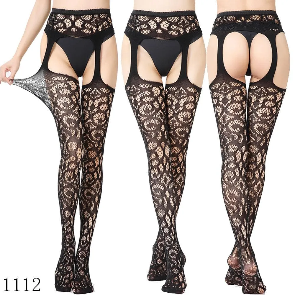 High waist suspender fishnet garter tights pantyhose