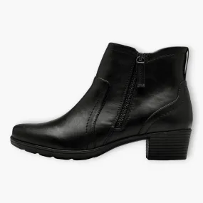 Jana Black Ankle Boots with Block Heel and Side Zip