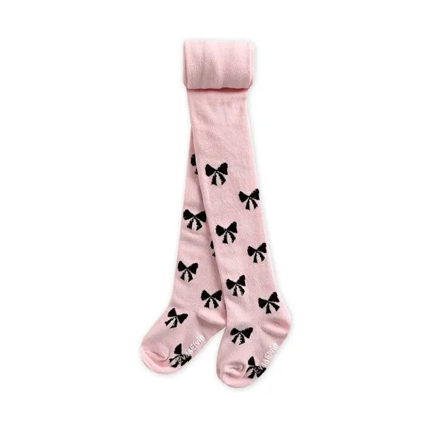 Jane Ribbon Tights (Grey/Pink)