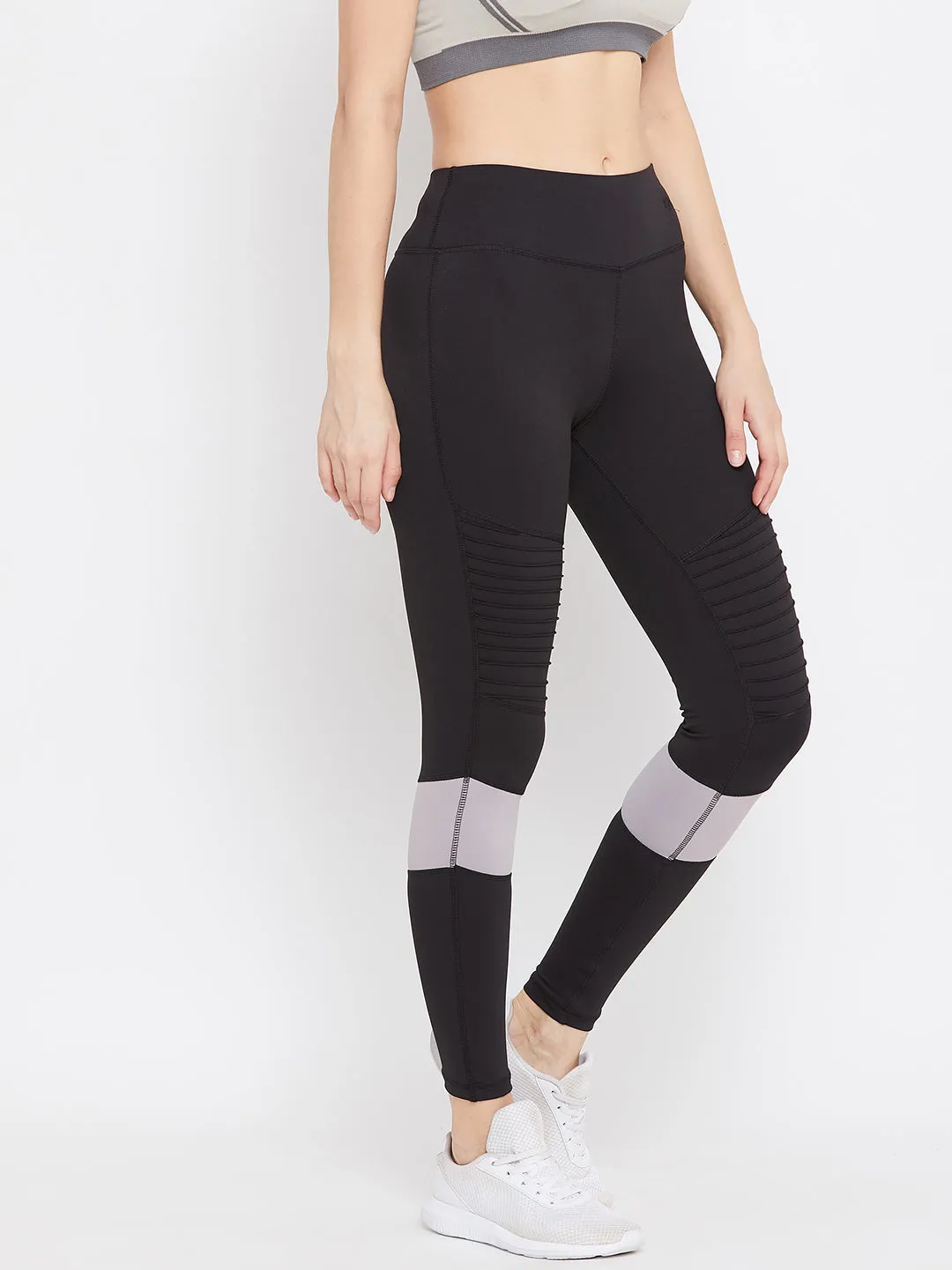 JUMP USA Women Black Solid Active Wear Tights