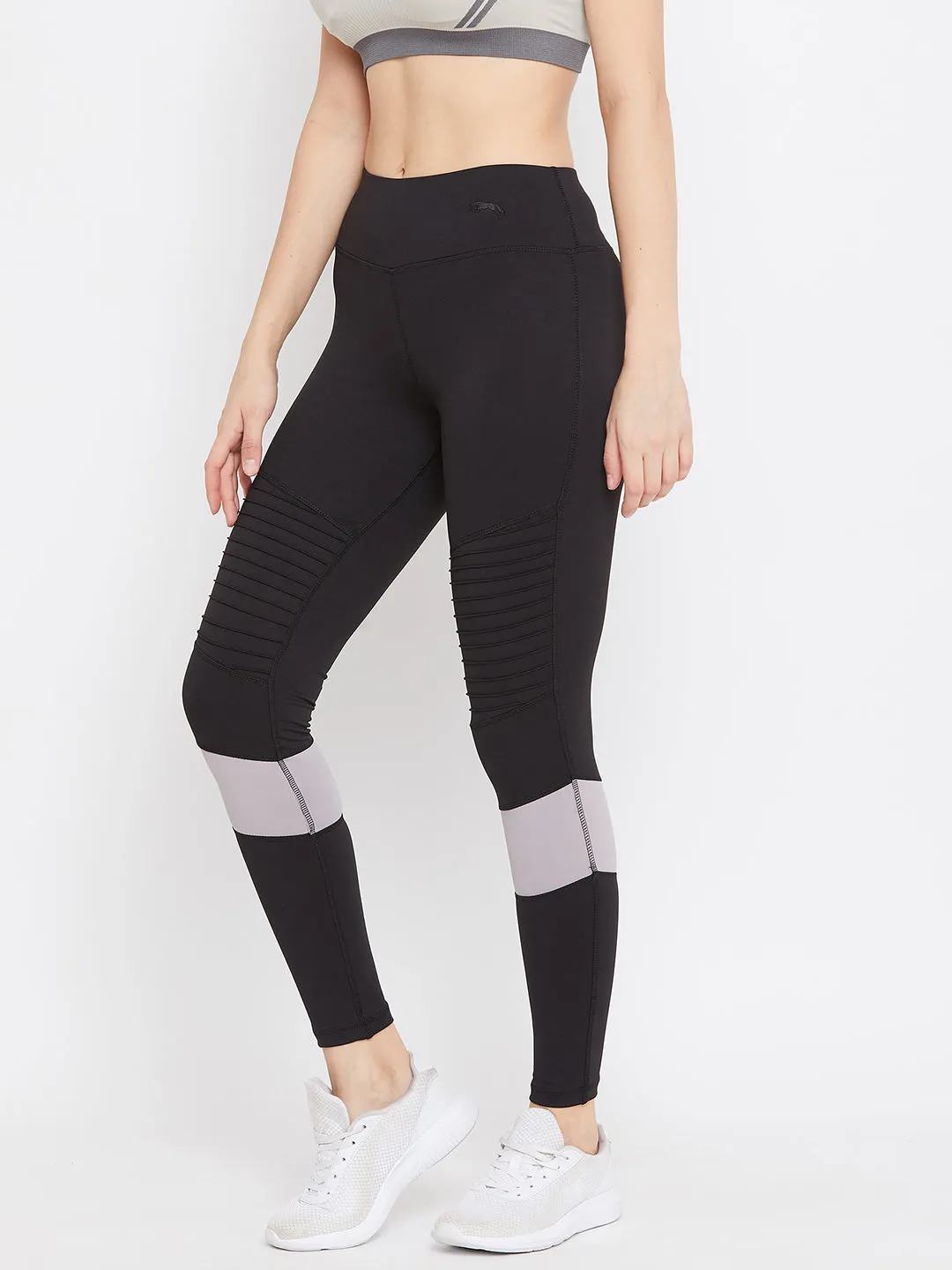 JUMP USA Women Black Solid Active Wear Tights