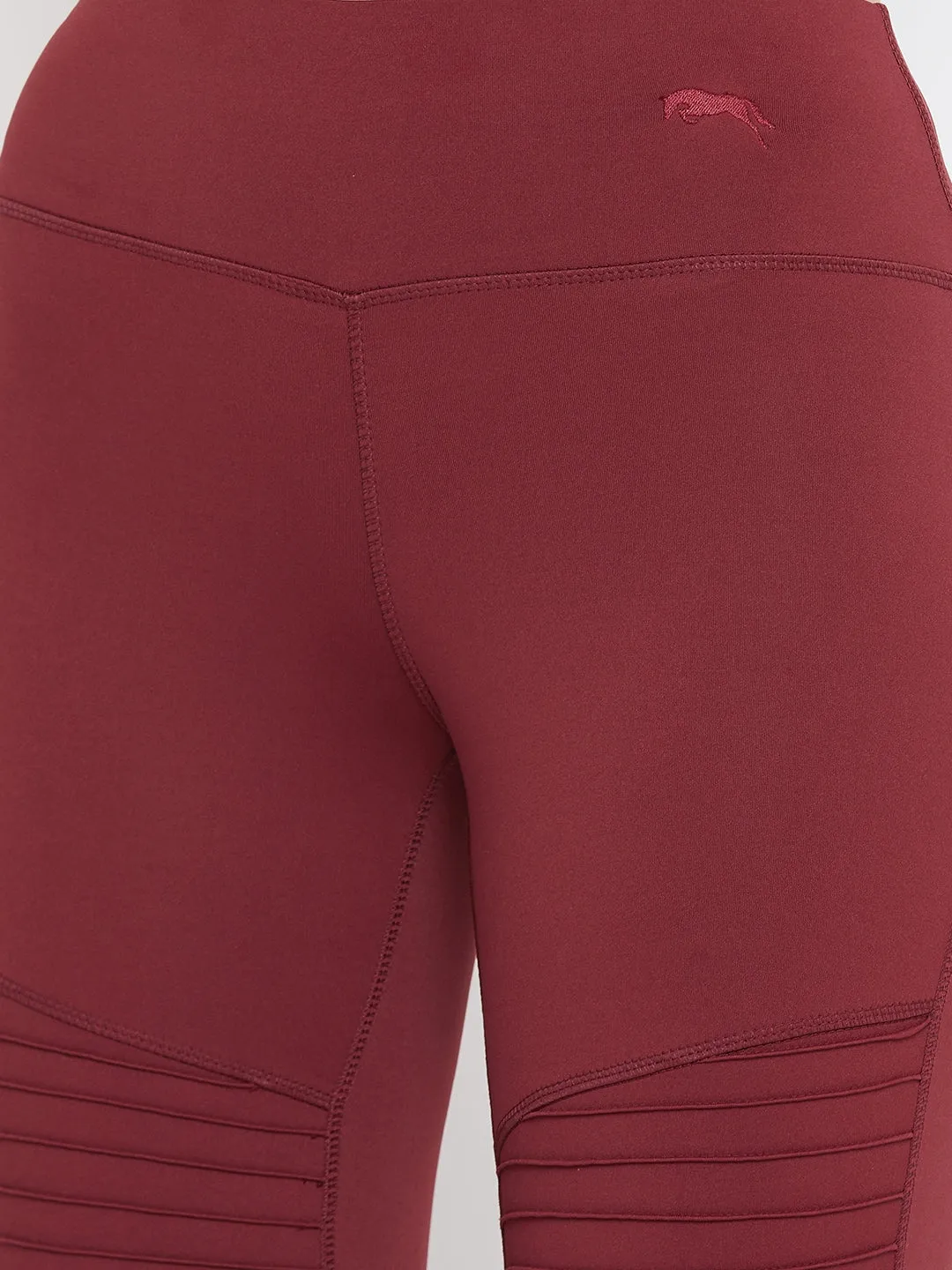 JUMP USA Women Maroon Solid Active Wear Tights