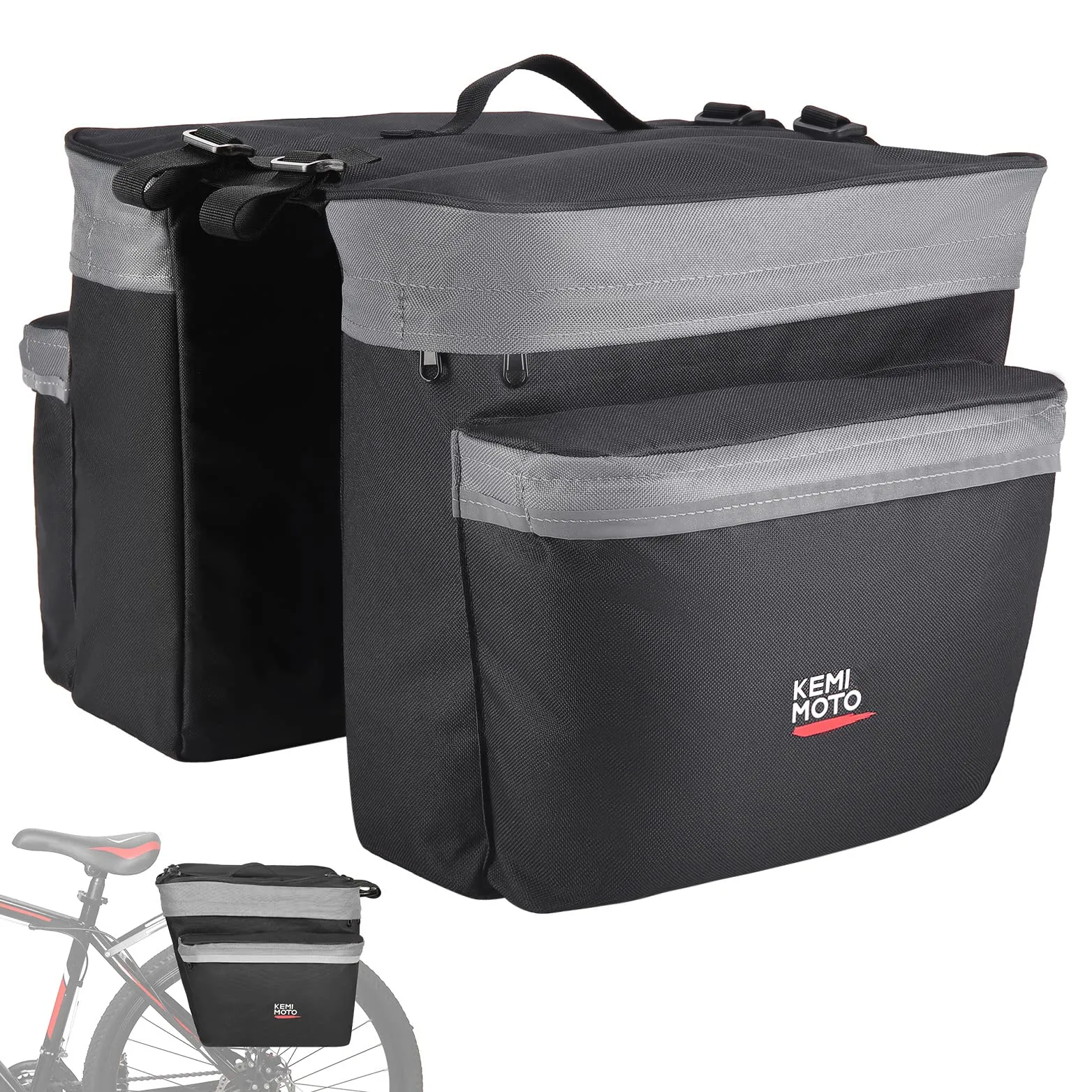 Kemimoto Bike Bag Bicycle Panniers Rear Rack Bag