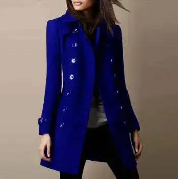 Ladies Spring Winter Long Jacket Wool Trench Coat Winter Workwear