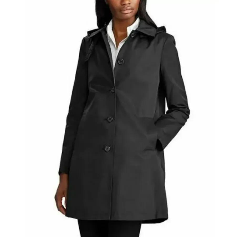 Lauren Ralph Lauren Hooded Single-Breasted A-Line Raincoat