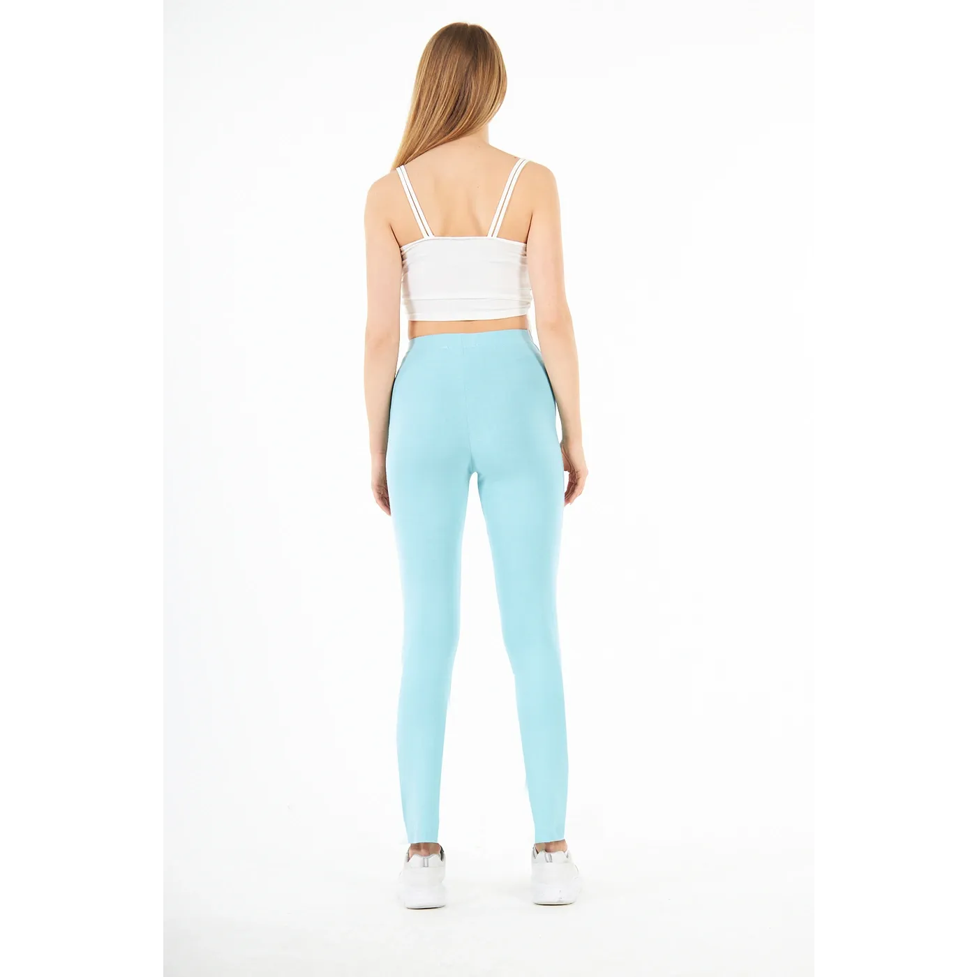 Light Blue Cotton Jersey Leggings