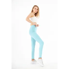 Light Blue Cotton Jersey Leggings