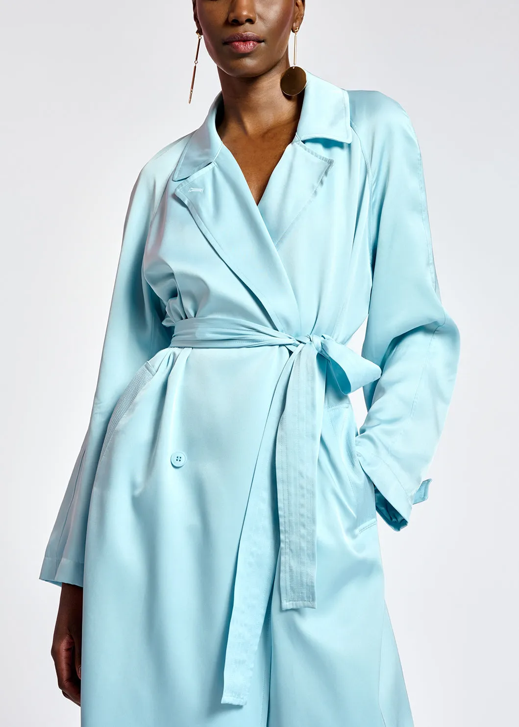 Light blue trench coat dress