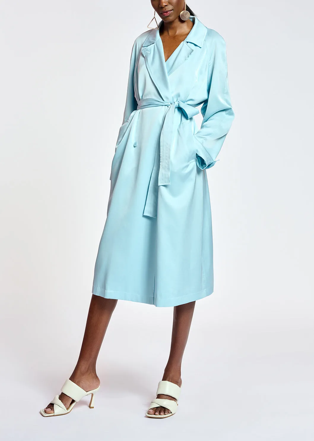 Light blue trench coat dress