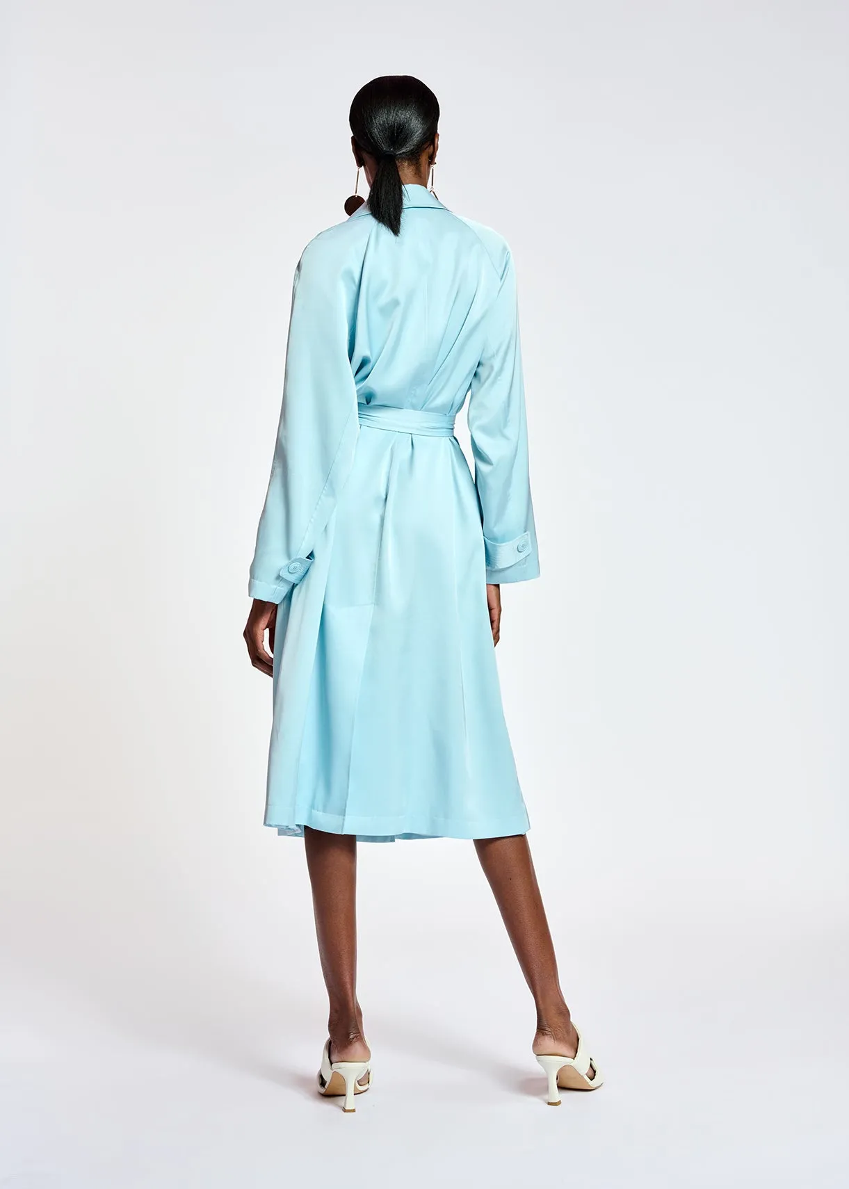 Light blue trench coat dress