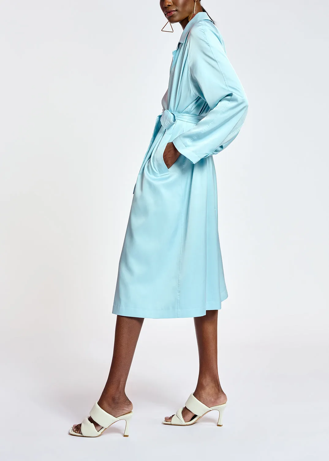 Light blue trench coat dress