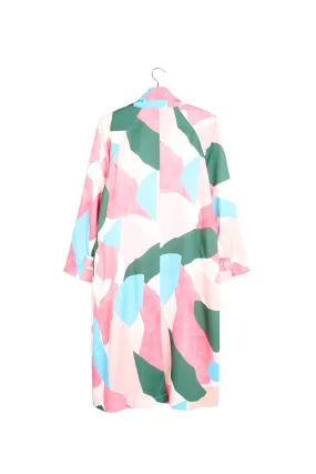 Light pink, pink and blue trench coat dress