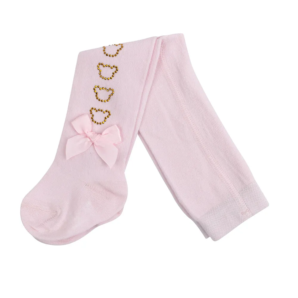 Little A -  Diamante bear tights, pink