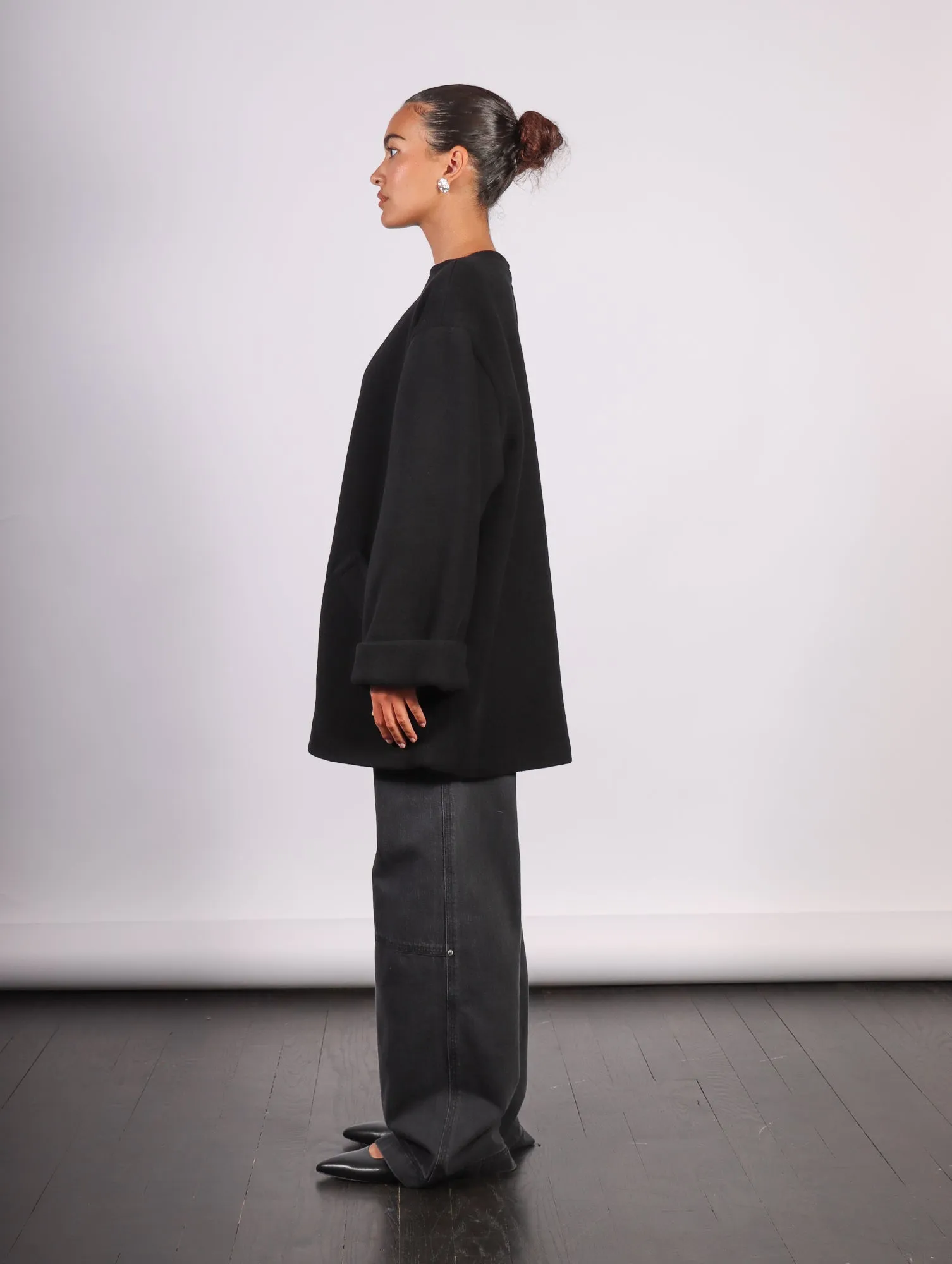 Long Sleeved Topper in Black by MM6 Maison Margiela