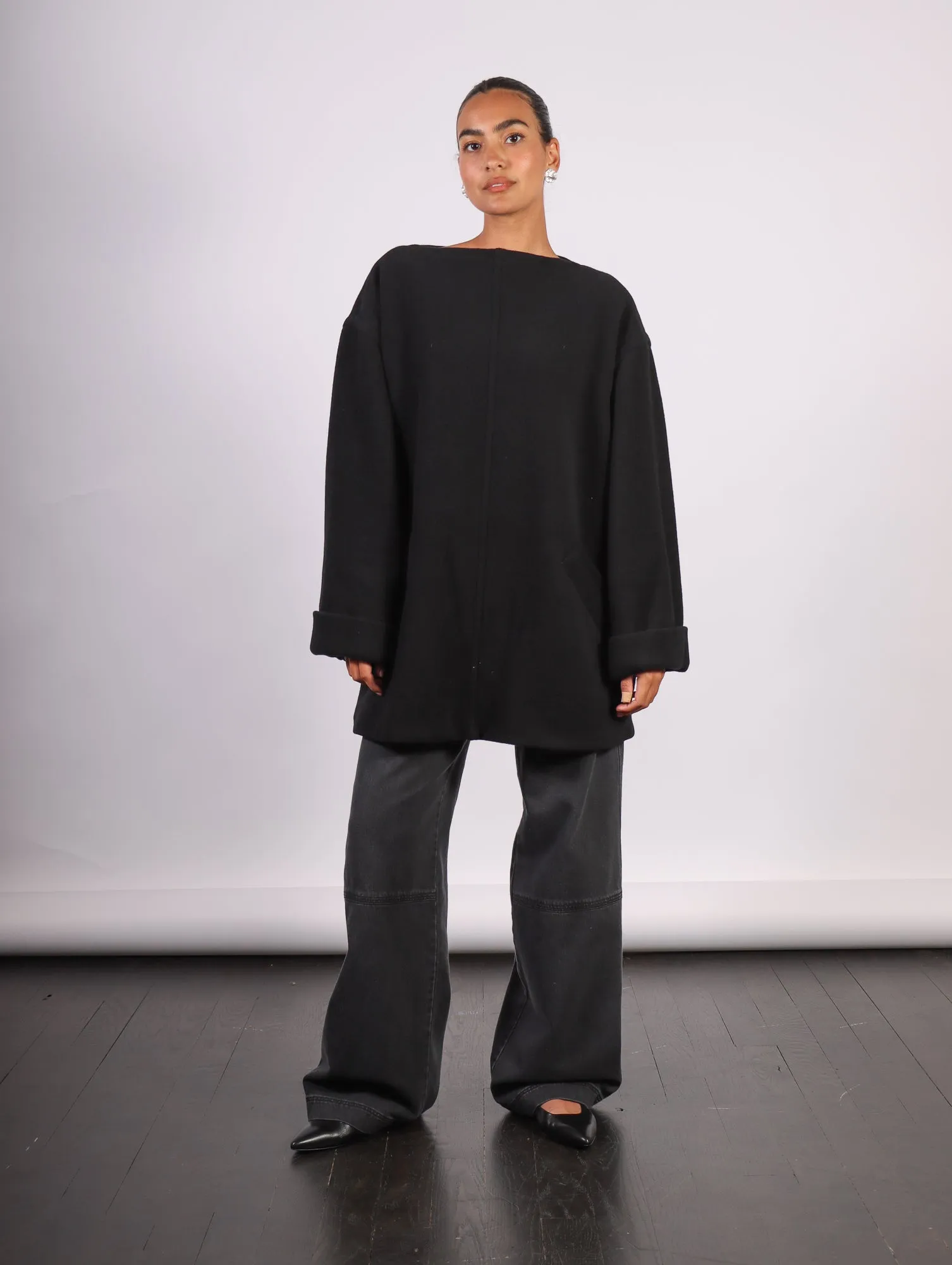 Long Sleeved Topper in Black by MM6 Maison Margiela