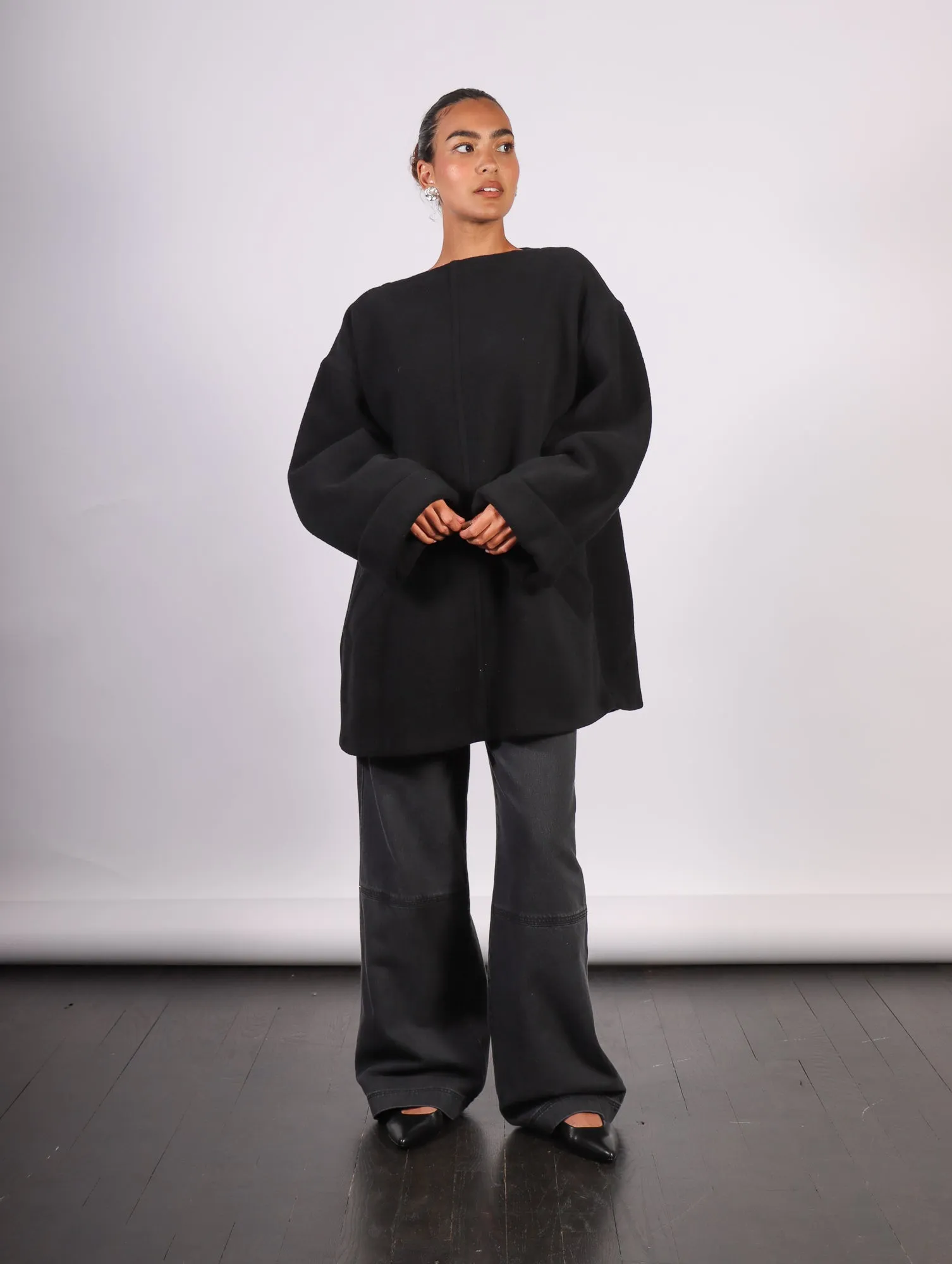 Long Sleeved Topper in Black by MM6 Maison Margiela