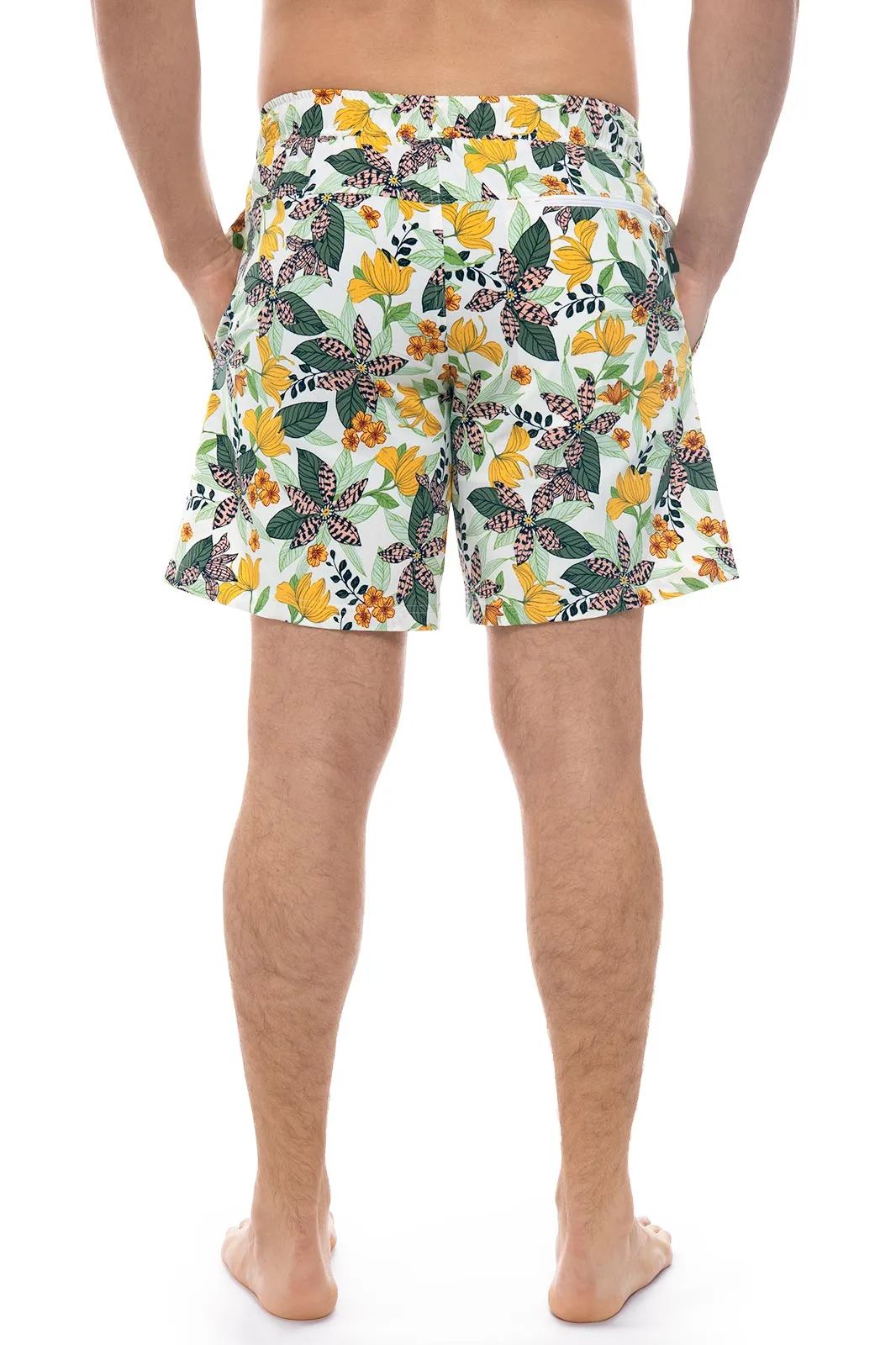 Men's Kahuna Swimming Shorts  |  Apricot Crush Floral Paradise