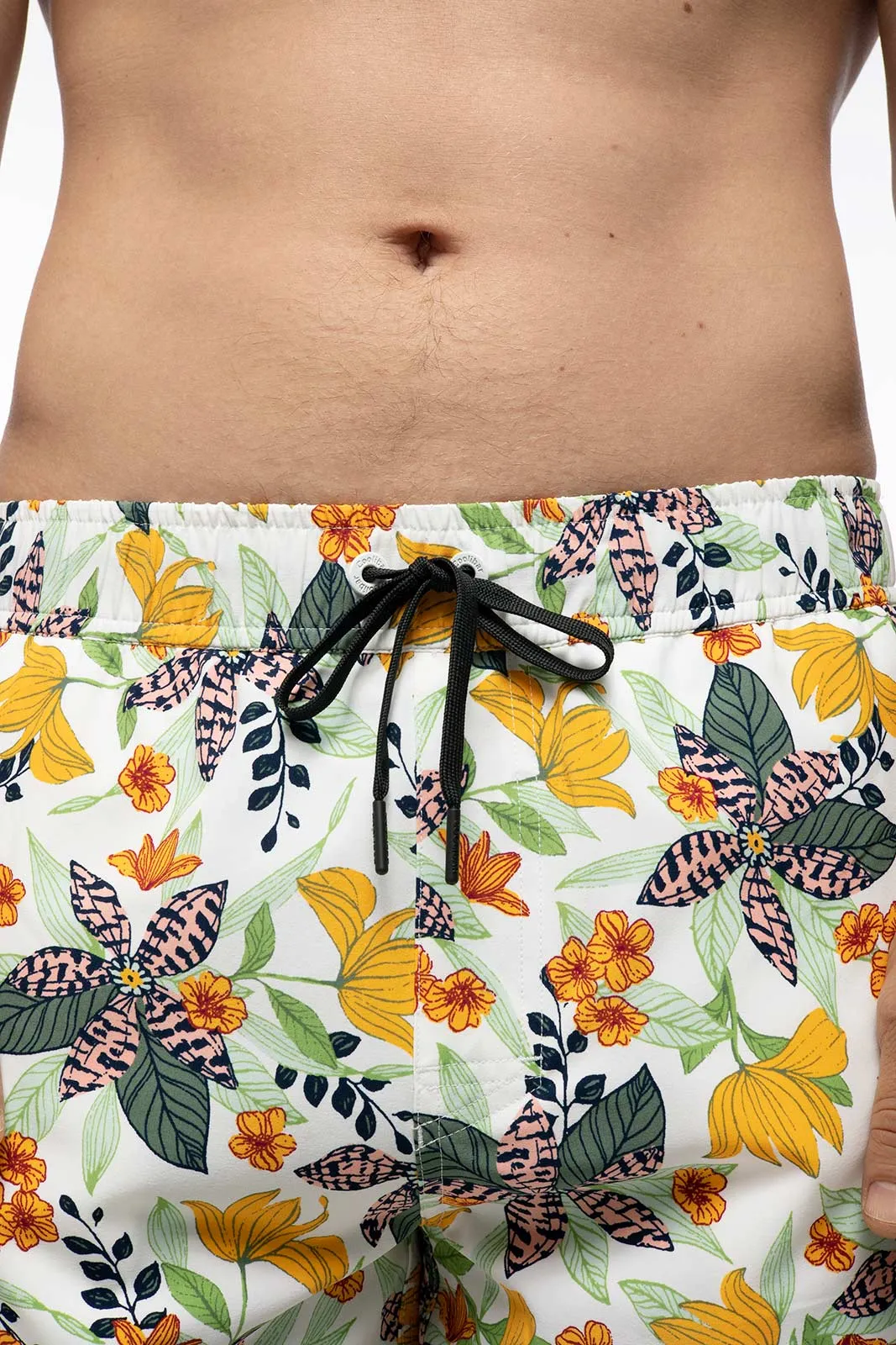 Men's Kahuna Swimming Shorts  |  Apricot Crush Floral Paradise