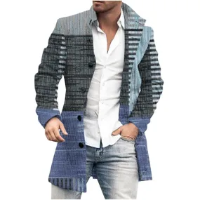 Men's Mid-Length Plaid Print Casual Coat 36290807L