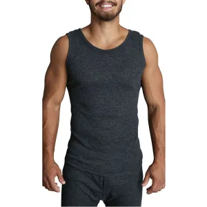 Mens THERMAL Merino Wool Blend Singlet Top - Black