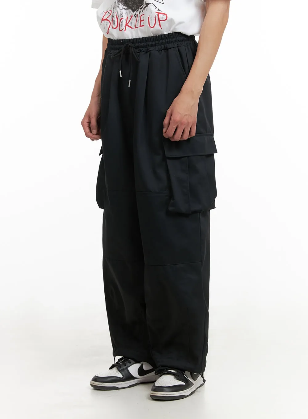 Men's Wide Fit Cargo Pants (Black) IY402