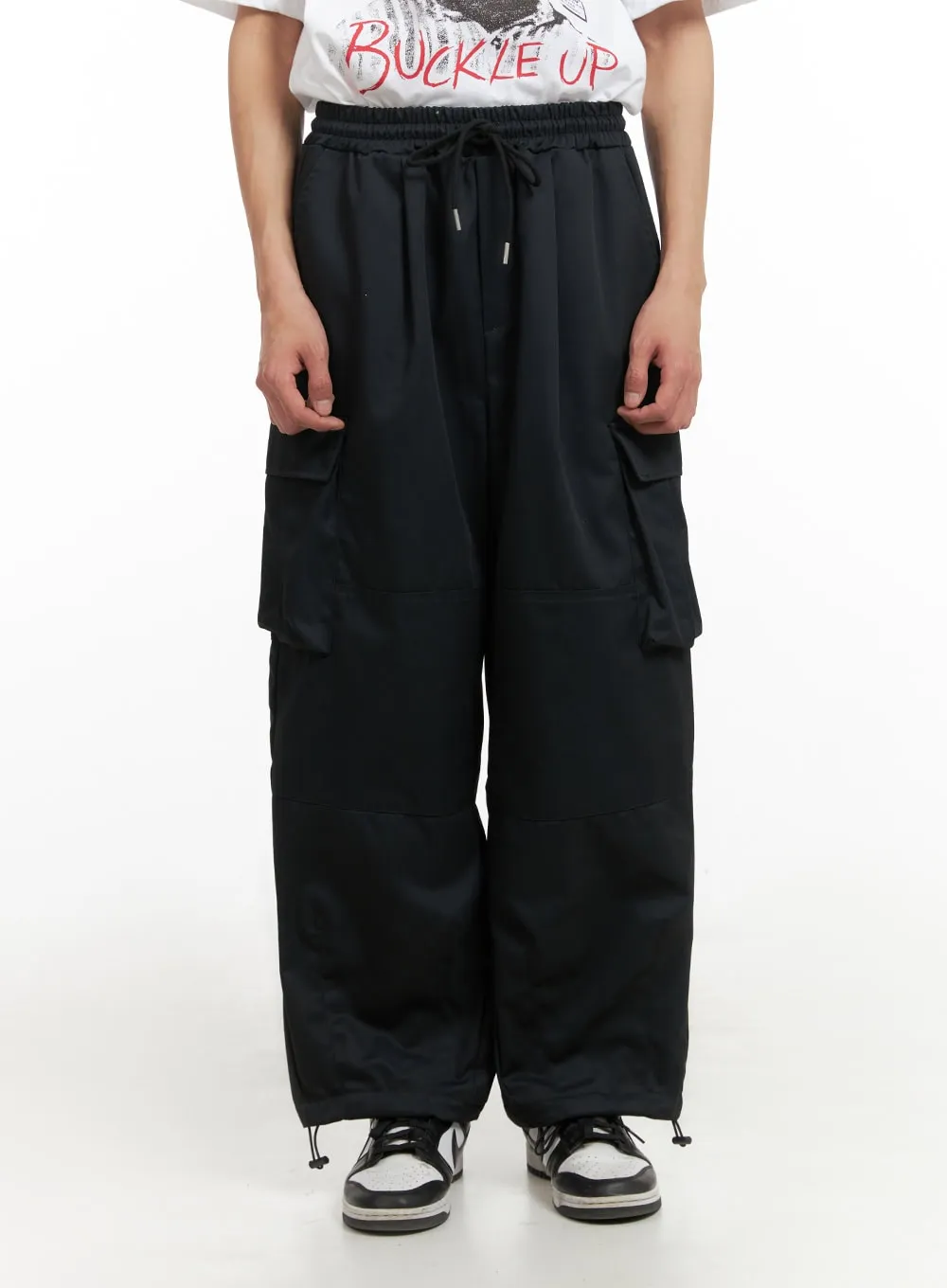 Men's Wide Fit Cargo Pants (Black) IY402