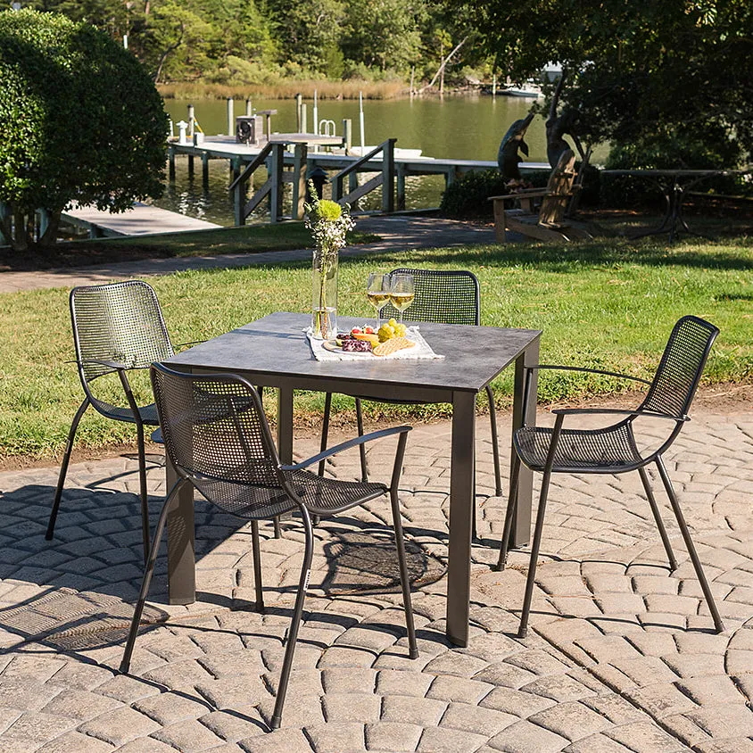 Metro 5-Piece Dining Set - Arm Chairs & Table w/ Umbrella Hole