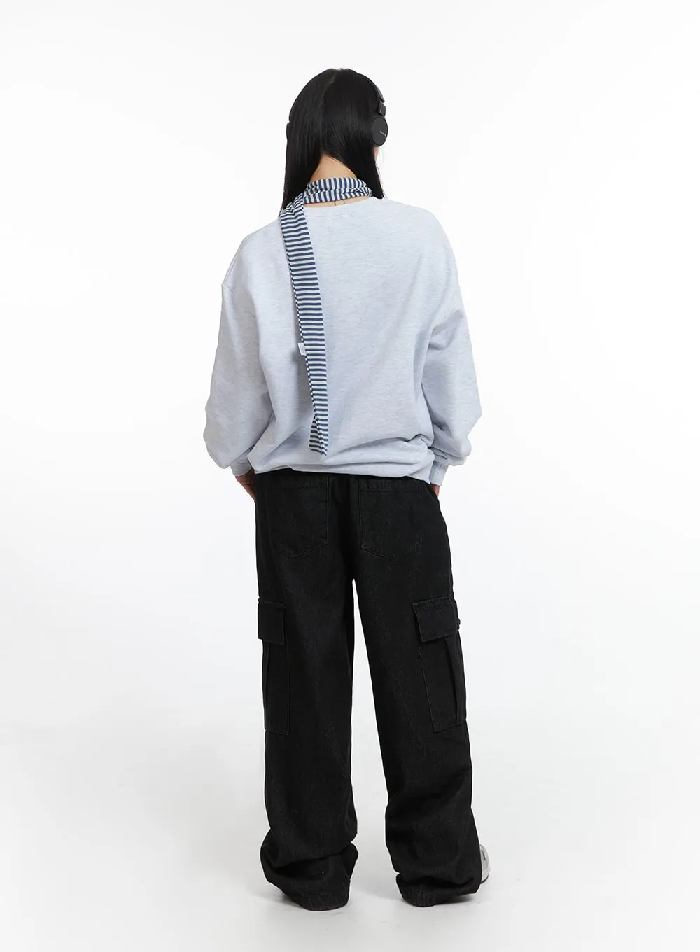 Mid Waist Banding Solid Straight Pants IJ411