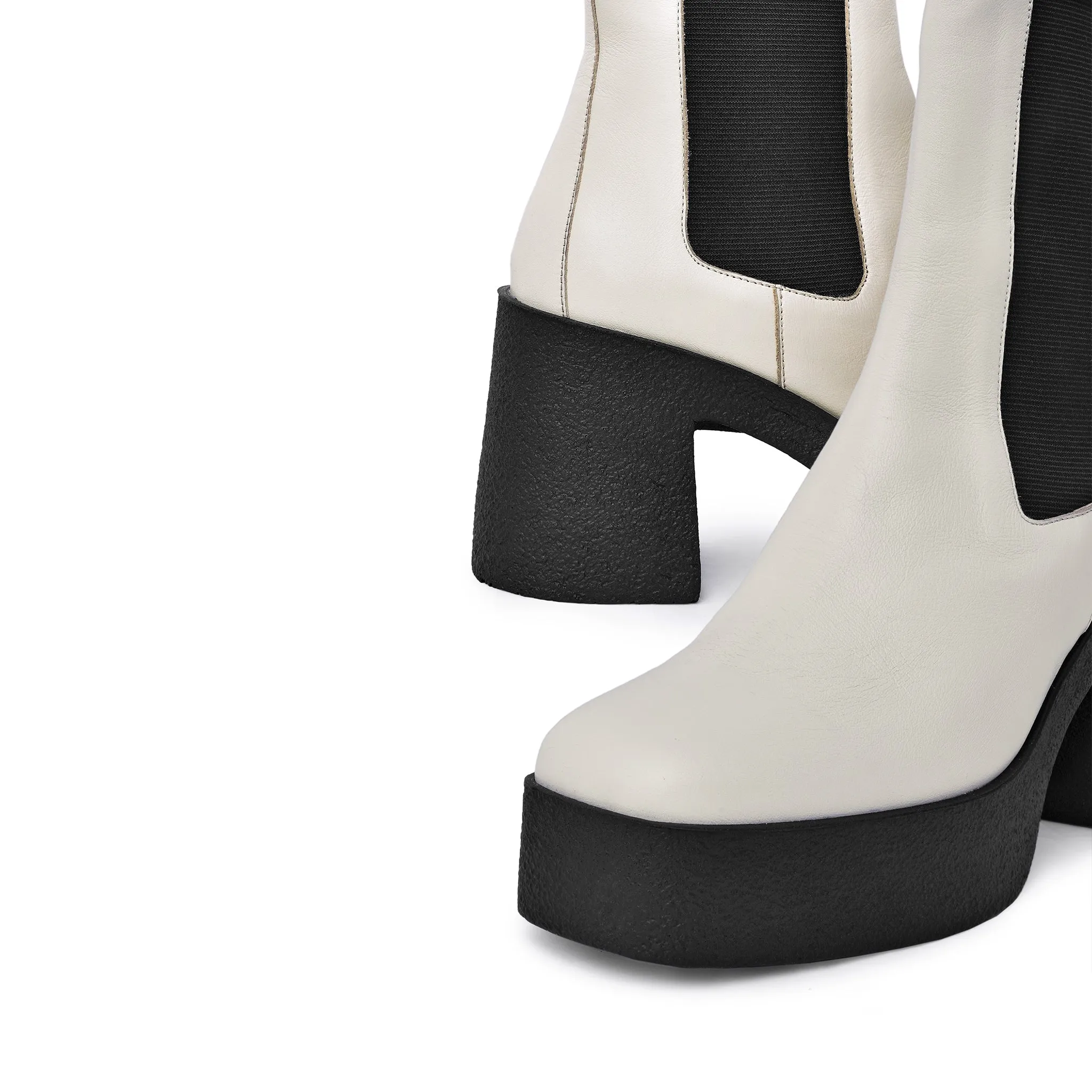 Momo Off White Leather Chelsea Boots