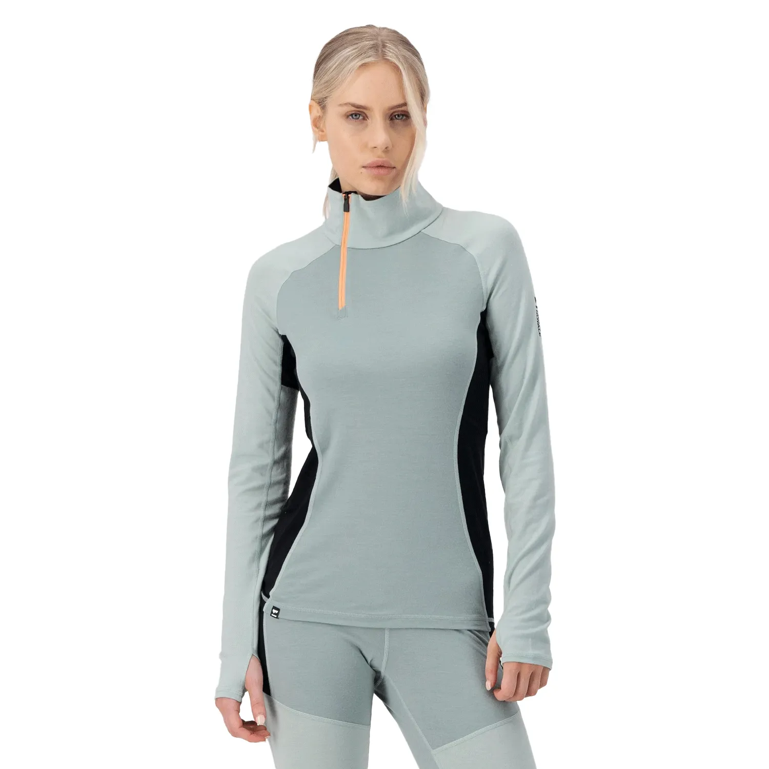 Mons Royale Women's Olympus Half Zip Top 2025 Glacier/Dew/Black