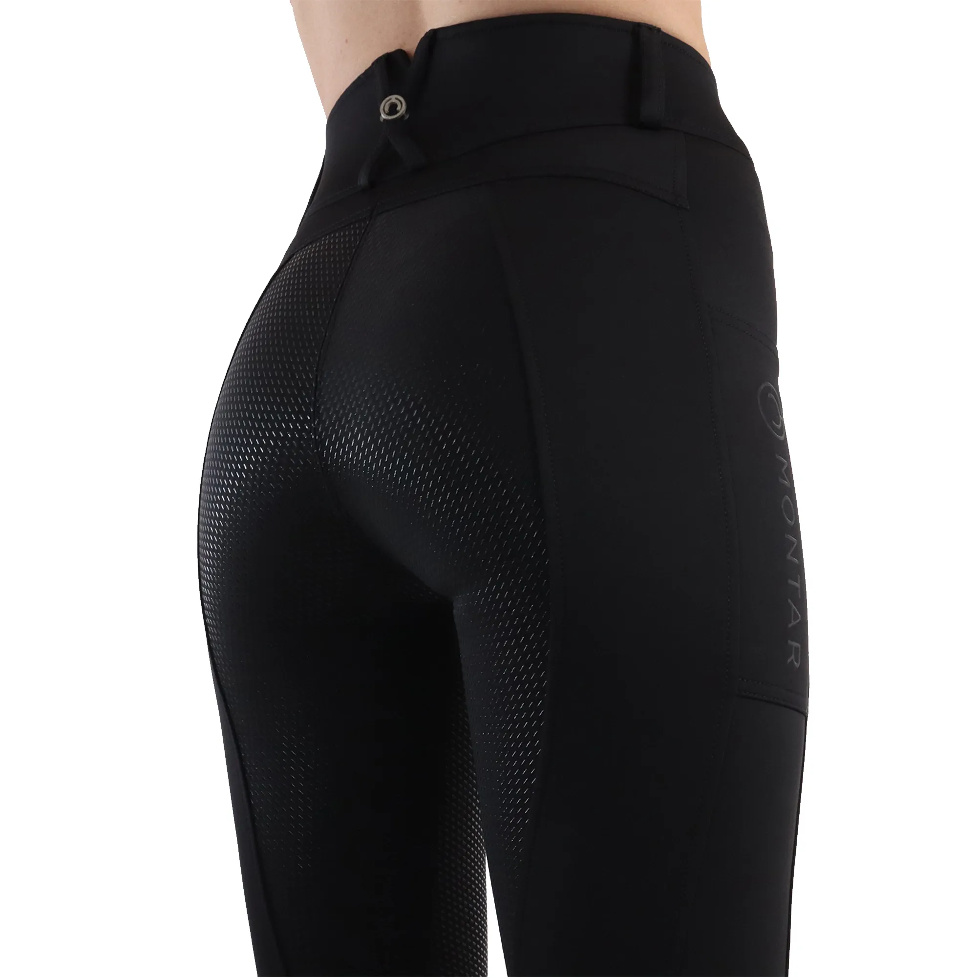 Montar MoMeadow Ladies Hybrid Pull On Riding Tights, Black