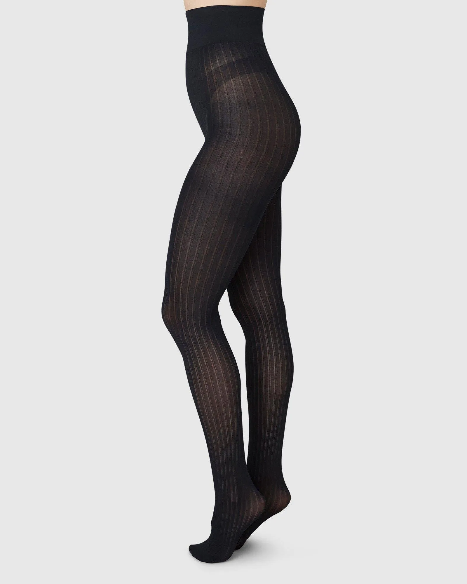 Natalie Stripe Tights Black