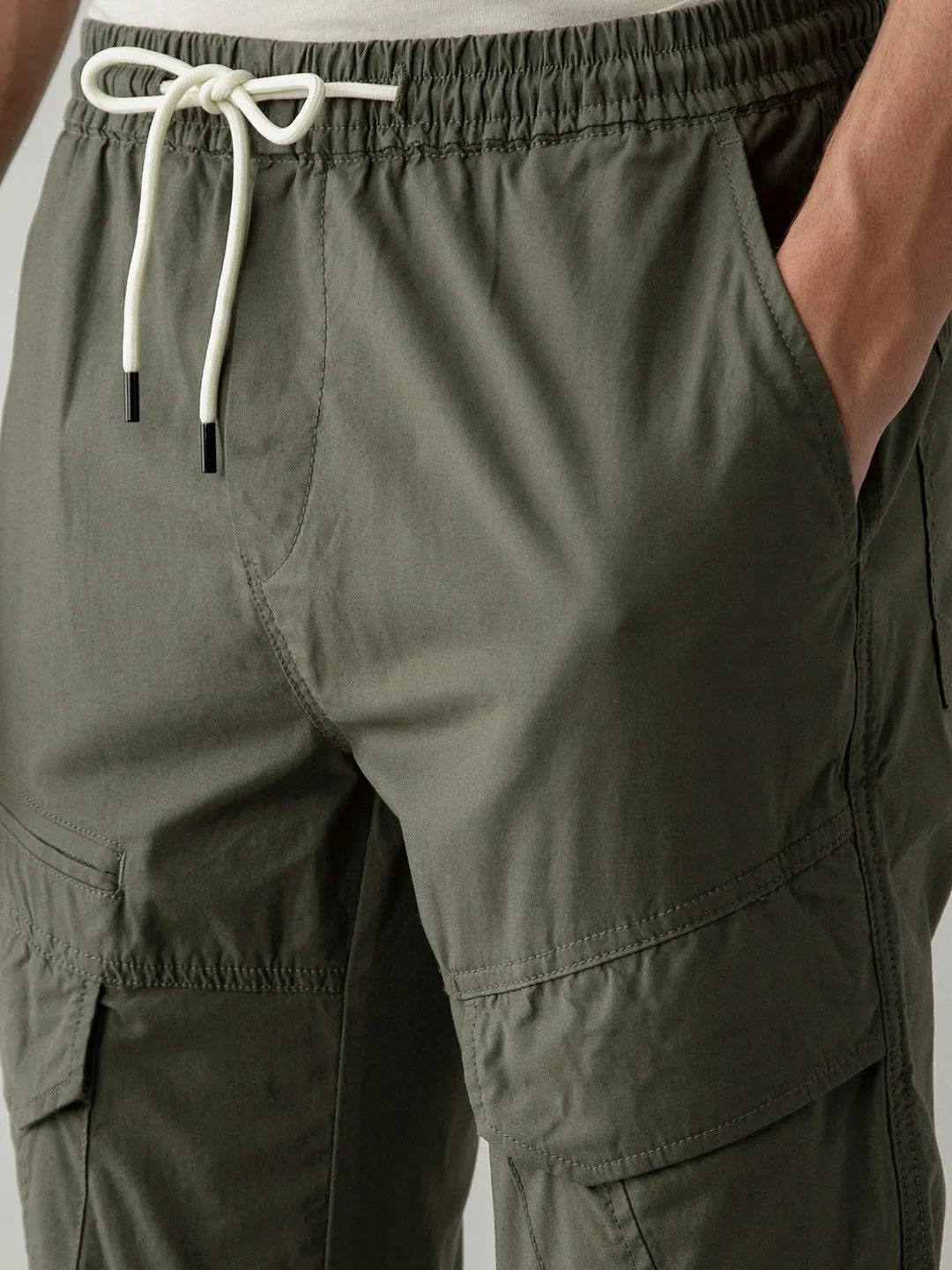 Olive Cotton Lycra Pant