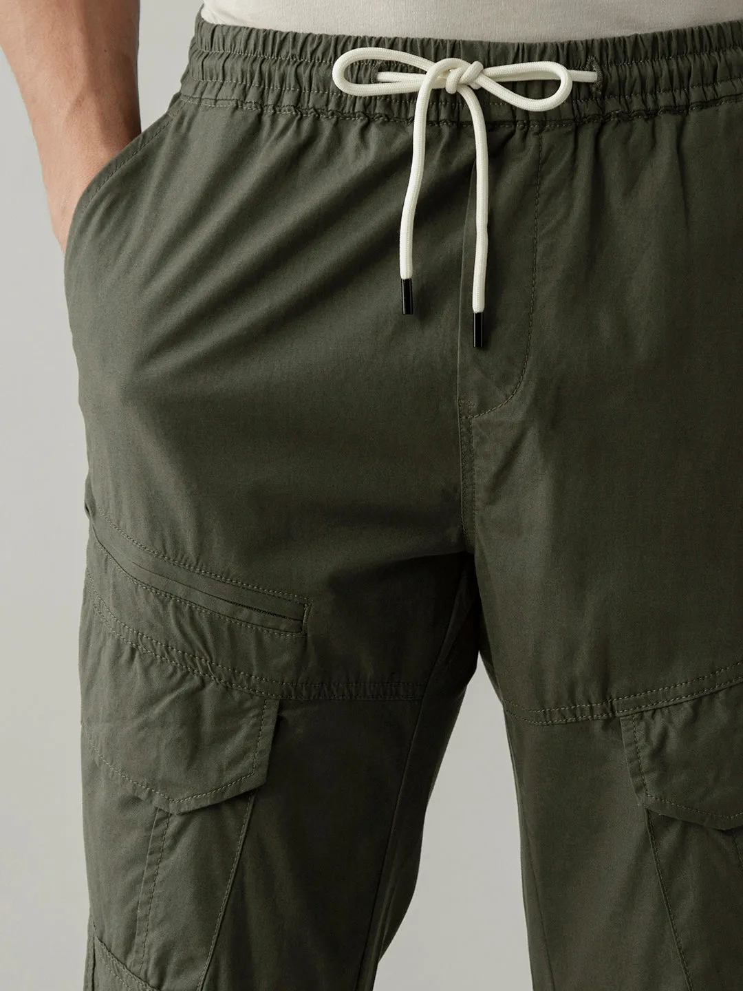 Olive Cotton Lycra Pant