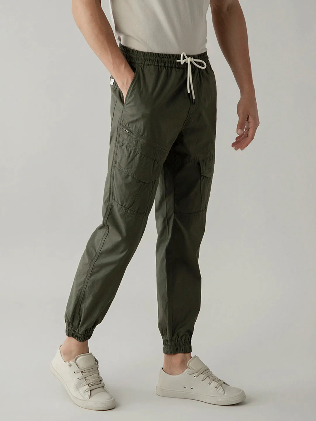 Olive Cotton Lycra Pant