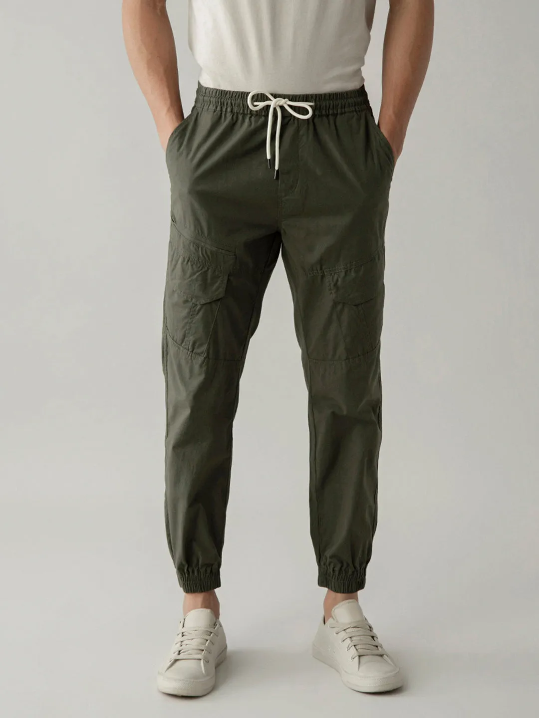 Olive Cotton Lycra Pant