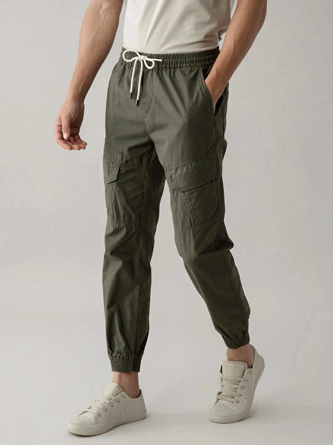 Olive Cotton Lycra Pant