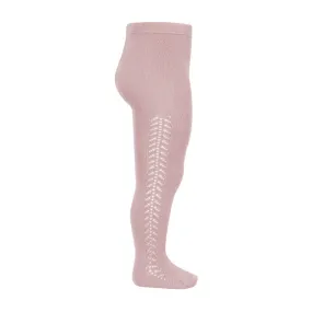 Openwork Side Warm Tights Old Rose