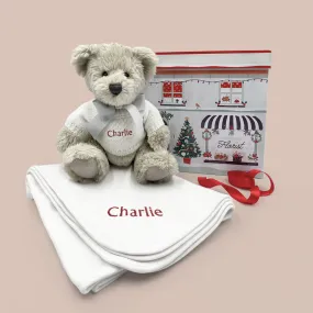 Personalised Christmas Snuggle Wrap With Berkeley Bear, Red