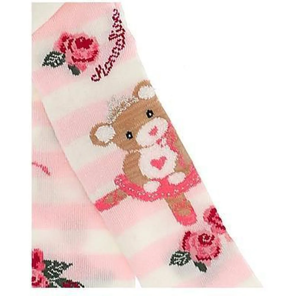 Pink Floral Teddy Tights