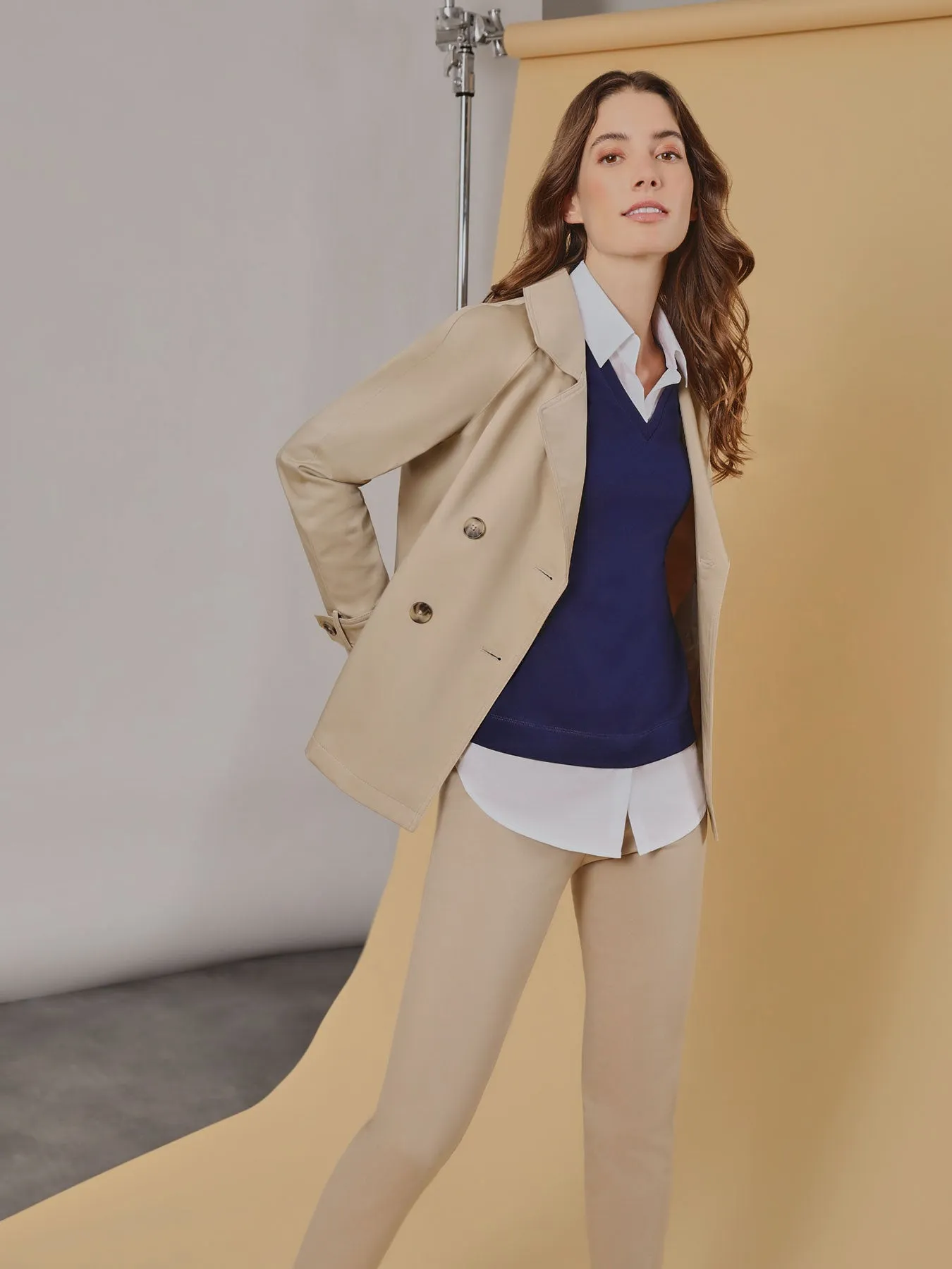 Plus Size Double-Breasted Trench Coat