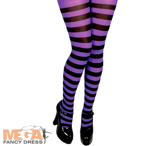 Purple and Black Striped Tights