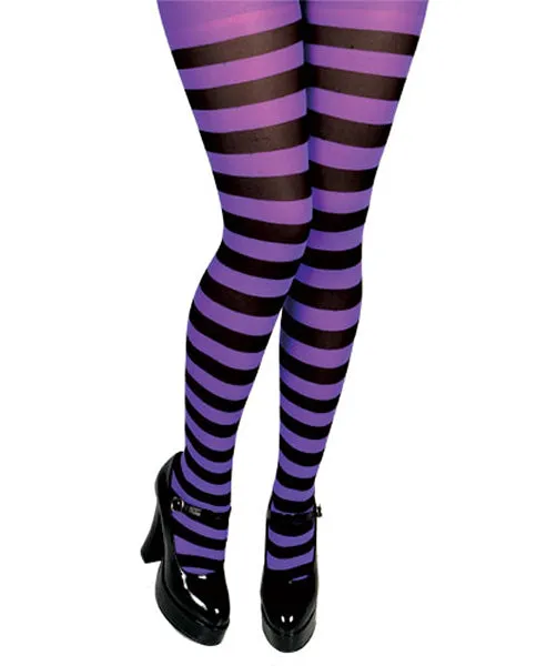 Purple and Black Striped Tights