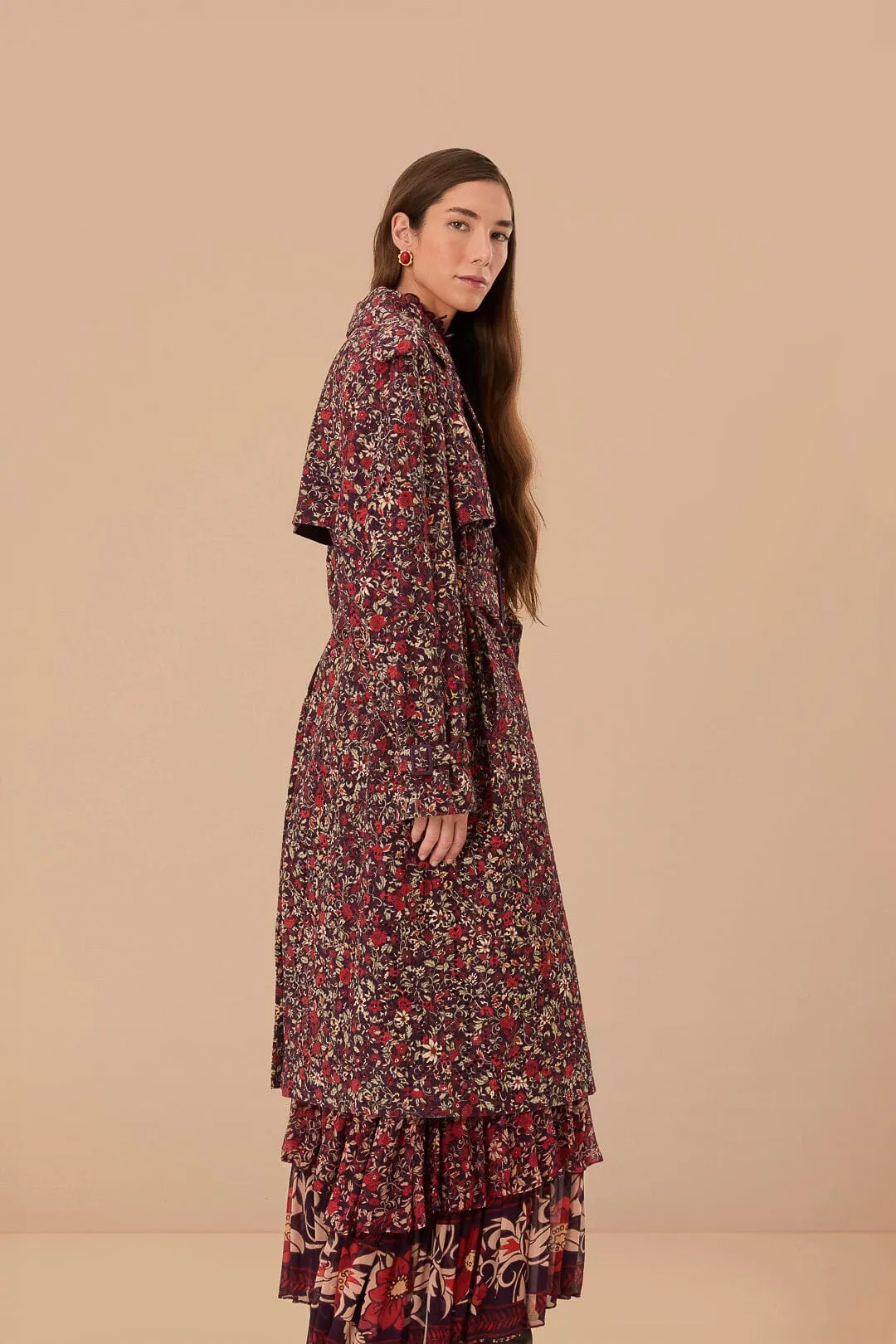 Purple Chelsea Garden Cotton Eyelet Trench Coat