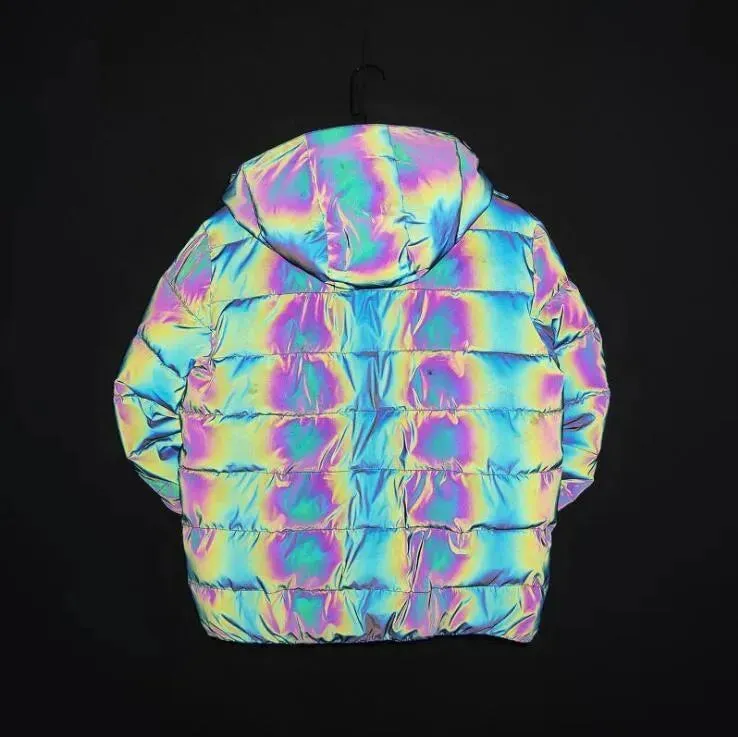 Rainbow reflection winter Puffer coat Unisex