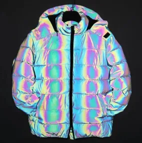 Rainbow reflection winter Puffer coat Unisex