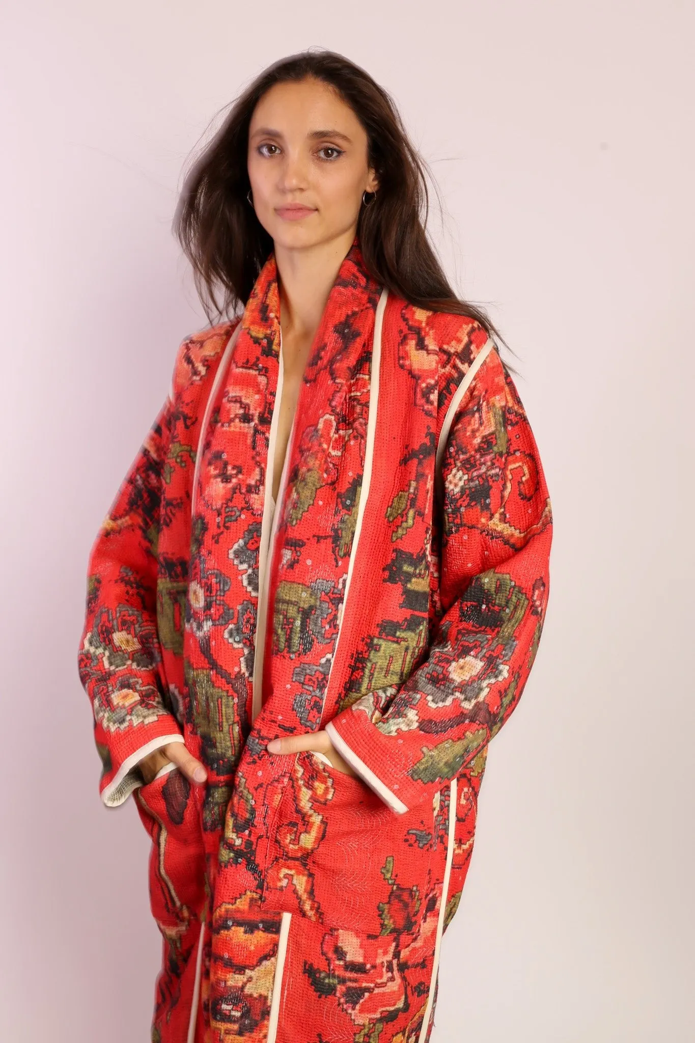 RED KANTHA JACKET COAT IMRA