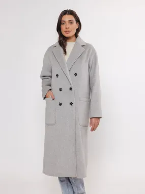 Rino & Pelle Long Double Breasted Coat Light Grey