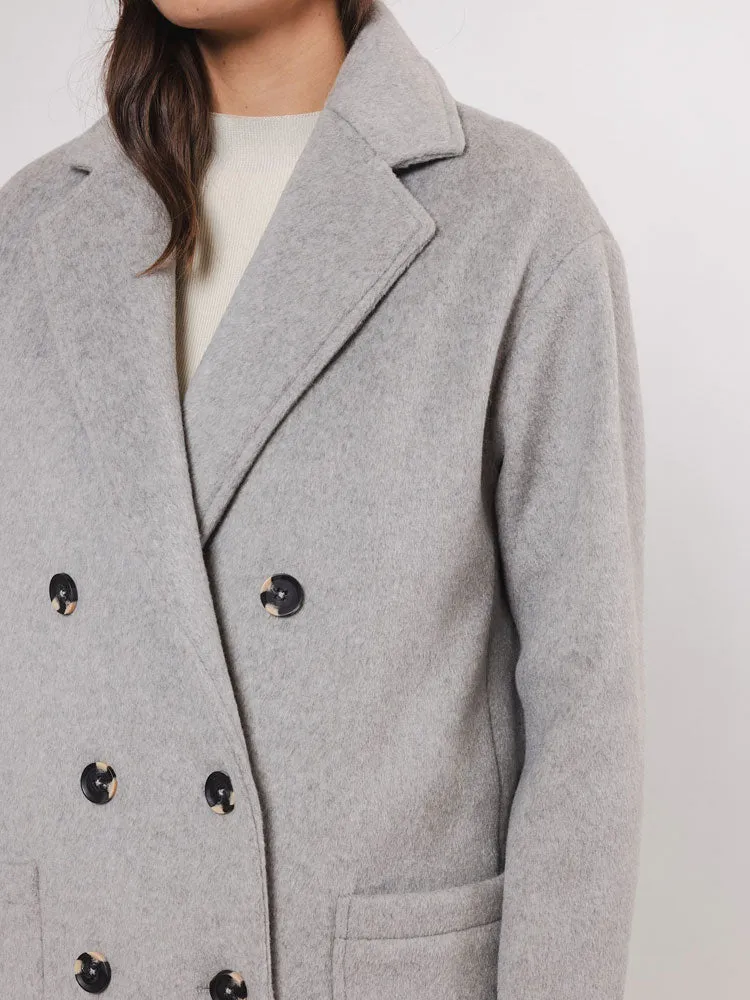 Rino & Pelle Long Double Breasted Coat Light Grey