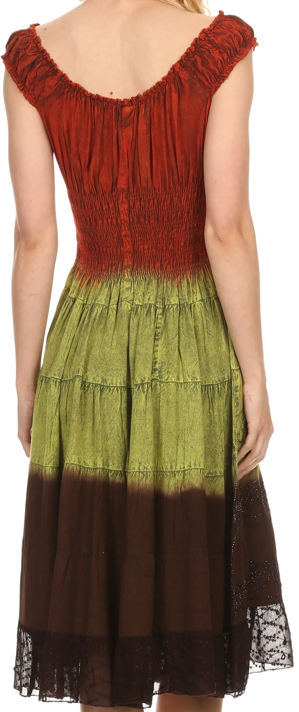 Sakkas Balayga Ombre Tie Dye Batik Adjustable Ruffle Tank Top Sleeveless Dress